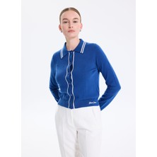 Guess Jeans Mavi Kadın Hırka Guess Jeans Kadın Yün Karışımlı Tri