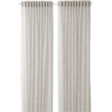 IKEA Glesgroe Tül Perde/2 Kanat Gri 145 x 300 cm Şeffaf Kumaş Polyester