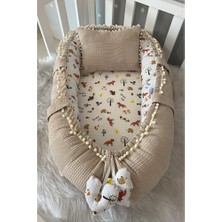 Babynest Organik Pamuk ve Müslin Kumaş Babynest Anne Yanı Bebek Yatağı, Tilki Tasarım 1 Adet