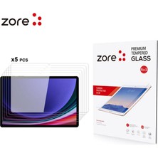 Zore Galaxy Tab S9 Plus Uyumlu Tkdw 5in1 Tablet Temperli Cam Ekran Koruyucu-Renksiz