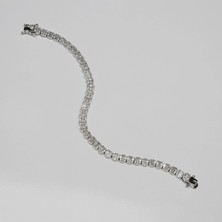 Silvalli 5 mm Su Yolu Dikdörtgen Gümüş Bileklik 915