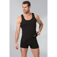 Yıldız Çamaşır 3'lü Erkek Siyah Formen Rambo Sırtı Çarpaz Likralı Askılı Atlet