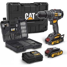 DX12SET 18VOLT/2.0AH Li-Ion Çift Akülü Kömürsüz Profesyonel Şarjlı Darbeli Matkap + DA01903 201 Parça Delme/vidalama Uç Seti