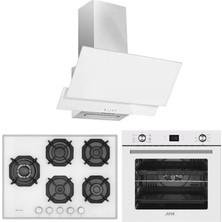 Eminçelik ve Afm Tech Markalı / Yandan  5 Gözlü 1'wok Beyaz Ankastre Set ( 22 386 +FM7701+ FM3301 )