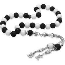 Tesbihane Kararmaz Metal Isme Harf Püskül Küre Kesim Siyah Beyaz Jade Ayyıldız Oniks Doğaltaş Taraftar Tesbih