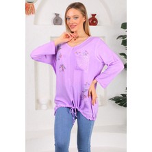 Alışveriş Sokağı Viskon Kumaş Kuş Çiçek Baskılı Cepli Yazlık Salaş Kadın Bluz