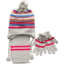 Aydın Şapkacınız Kız Çocuk 8-12 Yaş Renkli Atkı Bere Eldiven Seti – Bere Içi Polarlı