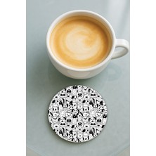 Nurdic Yuvarlak Pleksi Bardak Altlığı Baskı Desenli Tekli Köpek Çetesi