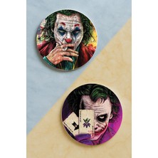 Nurdic Ev Dekor Oval Pleksi Bardak Altlığı Temalı Desenli 2 Adet Set Jokerrrrrr