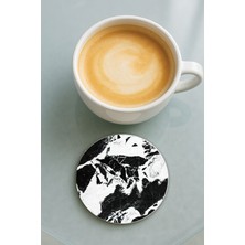 Nurdic Yuvarlak Pleksi Bardak Altlığı Baskı Desenli Tekli Juju Mermer