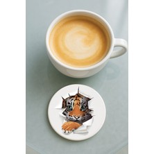 Nurdic Yuvarlak Pleksi Bardak Altlığı Baskı Desenli Tekli Yavru Aslan