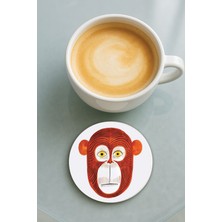 Nurdic Yuvarlak Pleksi Bardak Altlığı Baskı Desenli Tekli Maymun