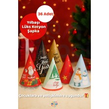 Minopi Yılbaşı Kotyon Şapka I 36 Adet Desenli Yetişkin ve Çocuk Için Uygun Christmas Parti Seti