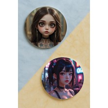 Nurdic Ev Dekor Oval Pleksi Bardak Altlığı Temalı Desenli 2 Adet Set Anime