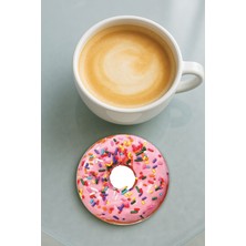 Nurdic Yuvarlak Pleksi Bardak Altlığı Baskı Desenli Tekli Aroma Donut
