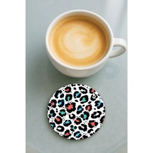 Nurdic Yuvarlak Pleksi Bardak Altlığı Baskı Desenli Tekli Leoparcolor