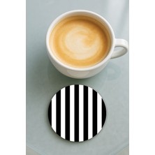 Nurdic Yuvarlak Pleksi Bardak Altlığı Baskı Desenli Tekli Siyah Beyaz Forma