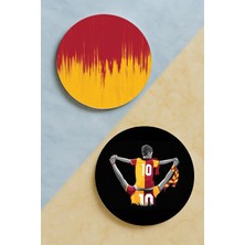 Nurdic Ev Dekor Oval Pleksi Bardak Altlığı Temalı Desenli 2 Adet Set Sarı Kırmızı Forma