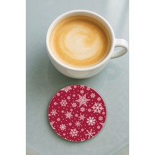 Nurdic Yuvarlak Pleksi Bardak Altlığı Baskı Desenli Tekli Kar Taneleri