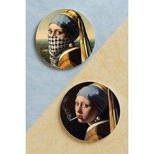 Nurdic Ev Dekor Oval Pleksi Bardak Altlığı Temalı Desenli 2 Adet Set Inciküpeli