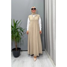 Miss Dalida V Yaka Triko Kolsuz Elbise Vizon T25PF-4012