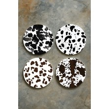 Nurdic Ev Dekor Oval Pleksi Bardak Altlığı Temalı Desenli 4'lü Set Dalmaçyalı