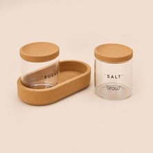 Arow Linda Mantar Kapaklı 2'li Cam Baharatlık - Şeffaf / Açık Kahverengi