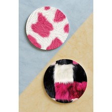 Nurdic Ev Dekor Oval Pleksi Bardak Altlığı Temalı Desenli 2 Adet Set Kürk