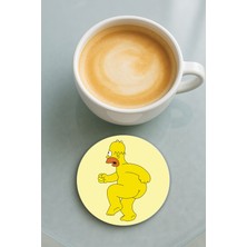 Nurdic Yuvarlak Pleksi Bardak Altlığı Baskı Desenli Tekli Çıplaksimpson