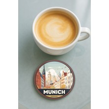 Nurdic Yuvarlak Pleksi Bardak Altlığı Baskı Desenli Tekli Munih