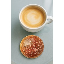 Nurdic Yuvarlak Pleksi Bardak Altlığı Baskı Desenli Tekli Burger Ekmeği