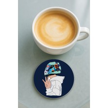 Nurdic Yuvarlak Pleksi Bardak Altlığı Baskı Desenli Tekli Yarışçı