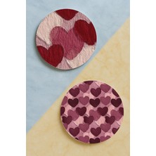 Nurdic Ev Dekor Oval Pleksi Bardak Altlığı Temalı Desenli 2 Adet Set Mat Kalpler