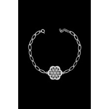 Roxx Jewellery 925 Ayar Gümüş Yaşam Çiçeği Model El Yapımı Zincir  Kadın Bileklik