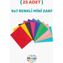 Minopi ( 25 Adet ) Renkli Küçük Zarf 7x9 cm Paket Hediye Doğum Günü Dilekleri Zarfı