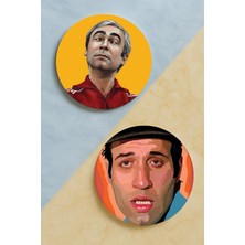 Nurdic Ev Dekor Oval Pleksi Bardak Altlığı Temalı Desenli 2 Adet Set Yeşilçam