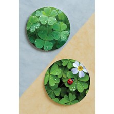 Nurdic Ev Dekor Oval Pleksi Bardak Altlığı Temalı Desenli 2 Adet Set Yonca