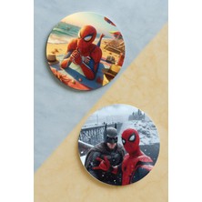 Nurdic Ev Dekor Oval Pleksi Bardak Altlığı Temalı Desenli 2 Adet Set Spider