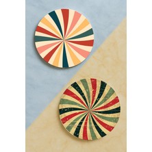 Nurdic Ev Dekor Oval Pleksi Bardak Altlığı Temalı Desenli 2 Adet Set Retro