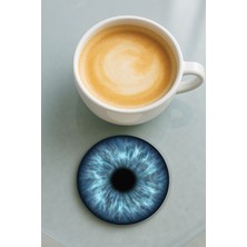 Nurdic Yuvarlak Pleksi Bardak Altlığı Baskı Desenli Tekli Mavi Göz