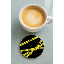 Nurdic Yuvarlak Pleksi Bardak Altlığı Baskı Desenli Tekli Do Not Cross