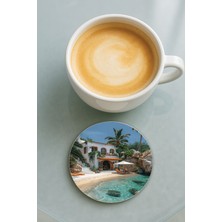 Nurdic Yuvarlak Pleksi Bardak Altlığı Baskı Desenli Tekli Hayalimdeki Ev