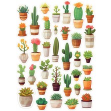 Bsb Kaktüs Telefon Laptop Notebook Tablet Defter Matara Stiker Etiket ST2130