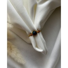 Pel Design Apatit Taşı Ayarlanabilir Altın Renk Tel Yüzük