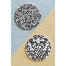 Nurdic Ev Dekor Oval Pleksi Bardak Altlığı Temalı Desenli 2 Adet Set Dantel