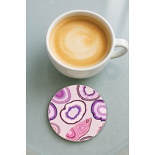 Nurdic Yuvarlak Pleksi Bardak Altlığı Baskı Desenli Tekli Ametist