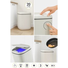 TE Dükkan 20 Litre Sensörlü Açıp Kapanan Akıllı Teknolojik Çöp Kovası 4 Pil Yanında