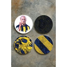 Nurdic Ev Dekor Oval Pleksi Bardak Altlığı Temalı Desenli 4'lü Set Fener Efsane