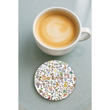 Nurdic Yuvarlak Pleksi Bardak Altlığı Baskı Desenli Tekli Karalama