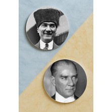 Nurdic Ev Dekor Oval Pleksi Bardak Altlığı Temalı Desenli 2 Adet Set Atatürk